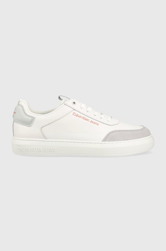 Usnjene superge Calvin Klein Jeans CASUAL CUPSOLE HIGH/LOW FREQ Semiš bela YM0YM00670
