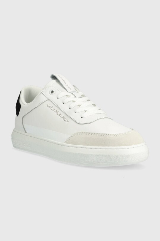 Calvin Klein Jeans sneakersy skórzane CASUAL CUPSOLE HIGH/LOW FREQ YM0YM00670 biały SS23