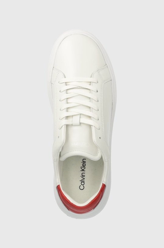 Kožené tenisky Calvin Klein LOW TOP LACE UP LTH biela HM0HM01016