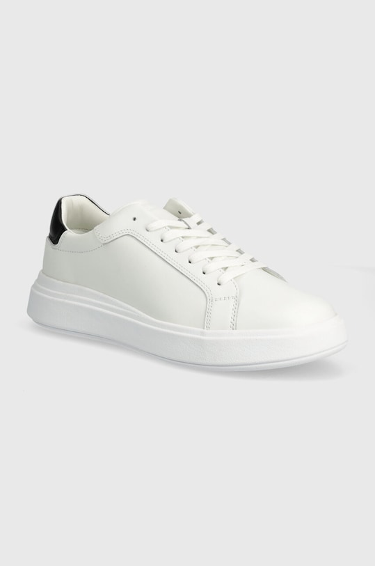 Δερμάτινα αθλητικά παπούτσια Calvin Klein LOW TOP LACE UP LTH Planet friendly λευκό HM0HM01016