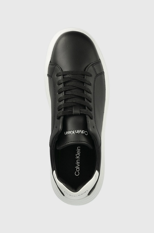 Δερμάτινα αθλητικά παπούτσια Calvin Klein LOW TOP LACE UP LTH μαύρο HM0HM01016