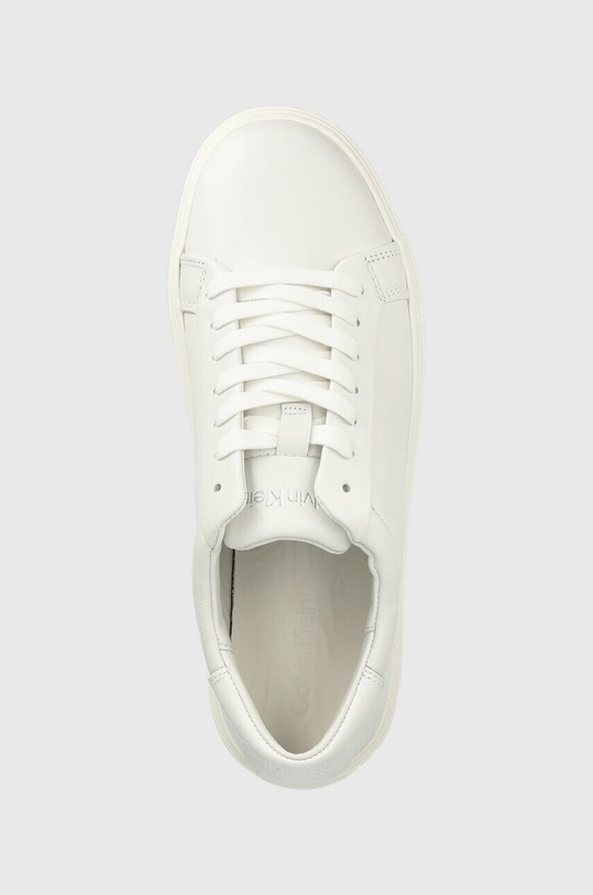 Δερμάτινα αθλητικά παπούτσια Calvin Klein LOW TOP LACE UP LTH SM λευκό HM0HM01018