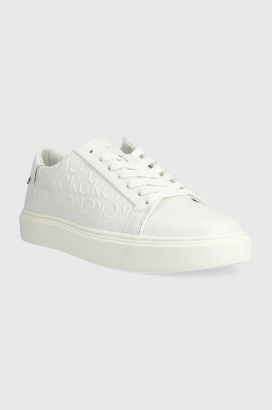 Kožené tenisky Calvin Klein LOW TOP LACE UP MONO HF HM0HM01068 biela SS23