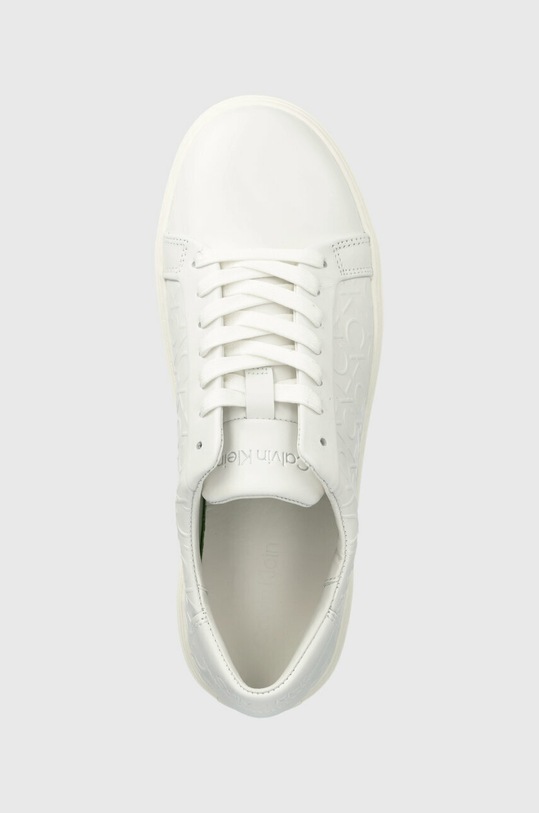 Calvin Klein sneakersy skórzane LOW TOP LACE UP MONO HF biały HM0HM01068