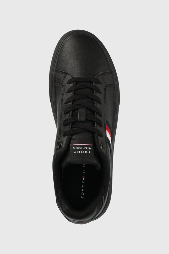 Kožené tenisky Tommy Hilfiger CORPORATE LEATHER CUP STRIPES černá FM0FM04732