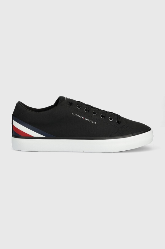 Tenisky Tommy Hilfiger TH HI VULC CORE LOW STRIPES textilný čierna FM0FM04735