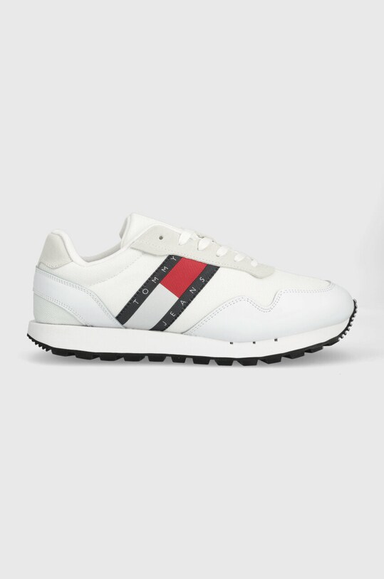 Sneakers boty Tommy Jeans RETRO RUNNER ESS semišová kůže bílá EM0EM01081