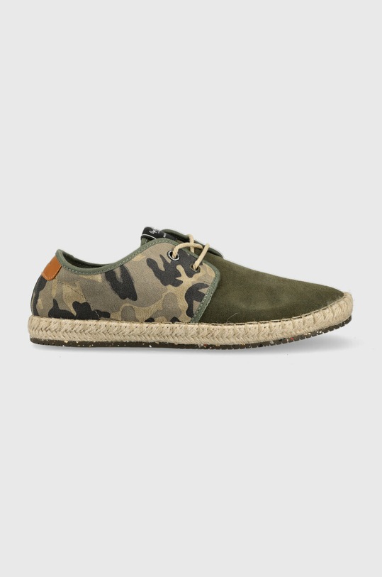 Semišové espadrilky Pepe Jeans TOURIST Planet friendly zelená PMS10315