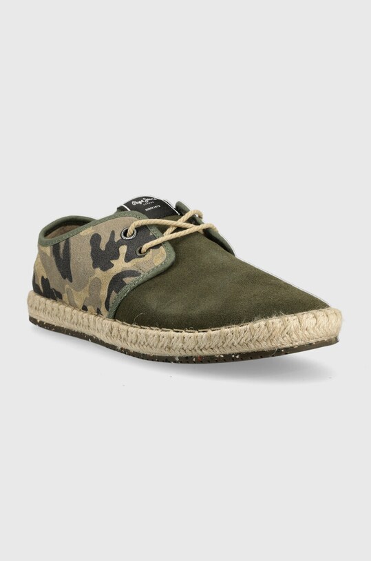 Pepe Jeans espadrilles velúrból TOURIST PMS10315 zöld SS23