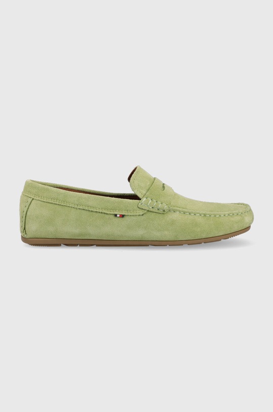 Tommy Hilfiger mokasyny skórzane CASUAL HILFIGER SUEDE DRIVER skóra zamszowa zielony FM0FM04271