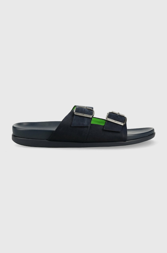 Tommy Hilfiger klapki zamszowe HILFIGER NUBUCK BUCKLES SANDAL granatowy FM0FM04459