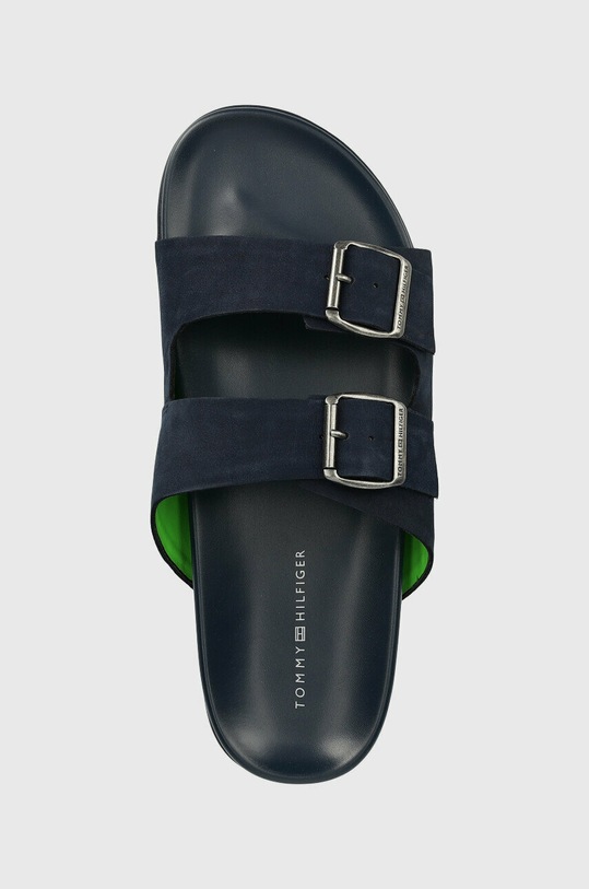 Tommy Hilfiger klapki zamszowe HILFIGER NUBUCK BUCKLES SANDAL granatowy FM0FM04459
