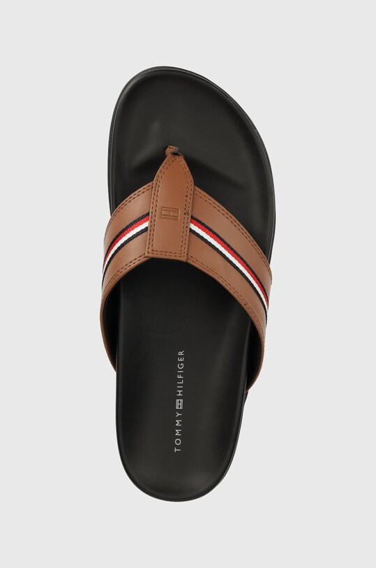 Žabky Tommy Hilfiger HILFIGER LEATHER TOE POST SANDAL hnědá FM0FM04460