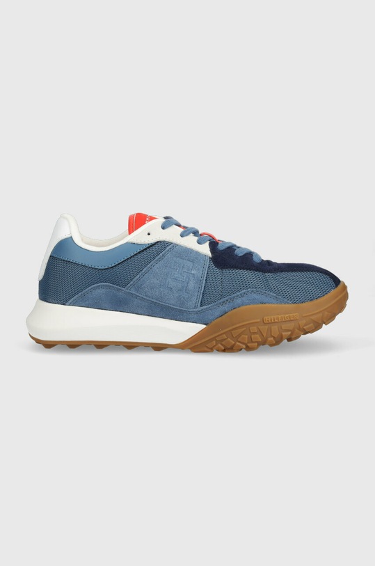 Tenisky Tommy Hilfiger RETRO MODERN RUNNER MIX semišová kůže modrá FM0FM04499