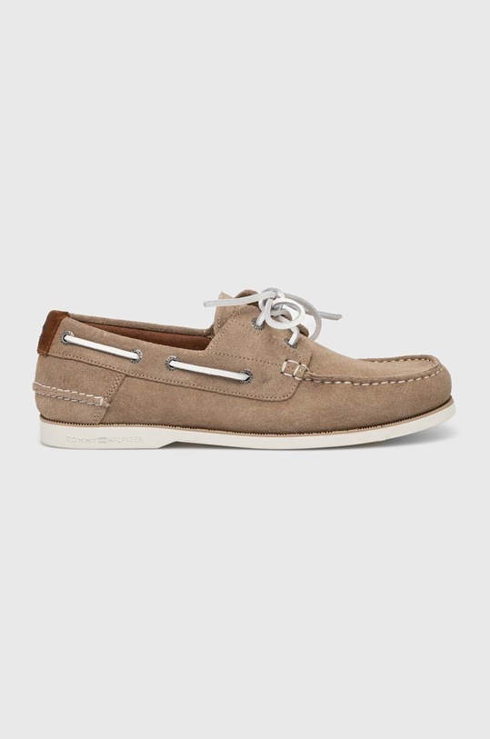 Tommy Hilfiger mokasyny zamszowe TH BOAT SHOE CORE SUEDE skóra zamszowa beżowy FM0FM04505