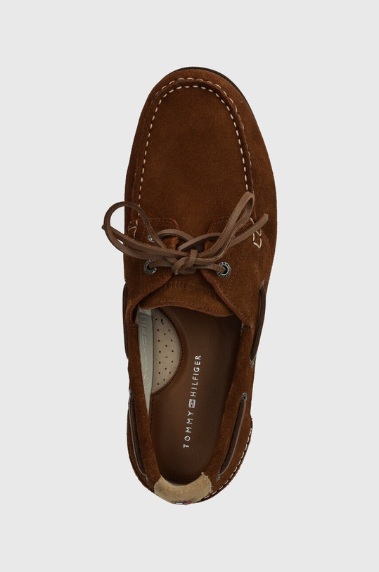 Mokasinke od brušene kože Tommy Hilfiger TH BOAT SHOE CORE SUEDE smeđa FM0FM04505