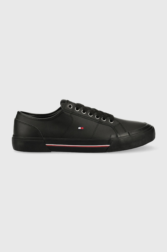 Kožené tenisky Tommy Hilfiger CORE CORPORATE VULC LEATHER čierna FM0FM04561