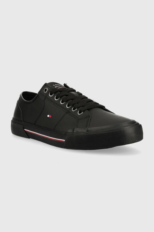 Kožené tenisky Tommy Hilfiger CORE CORPORATE VULC LEATHER FM0FM04561 čierna SS23