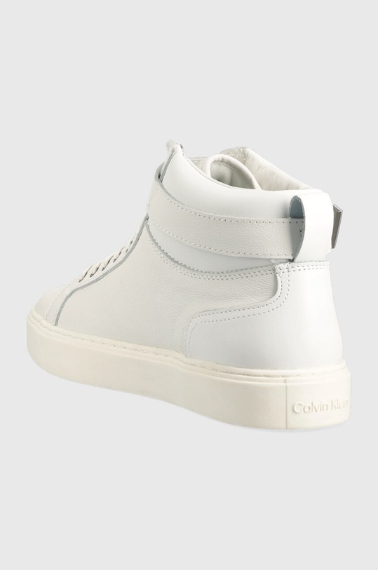 Παπούτσια Δερμάτινα αθλητικά παπούτσια Calvin Klein HIGH TOP LACE UP W/PLAQUE HM0HM00973 λευκό