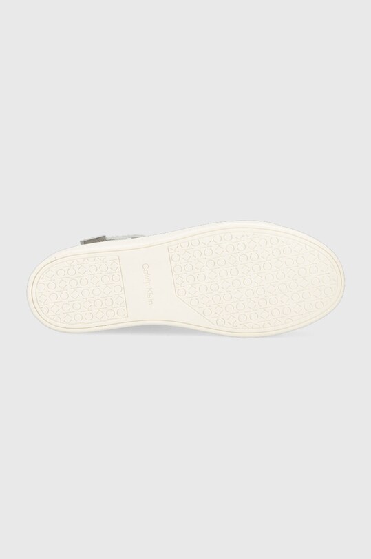 Kožené tenisky Calvin Klein HIGH TOP LACE UP W/PLAQUE HIGH HM0HM00973 biela