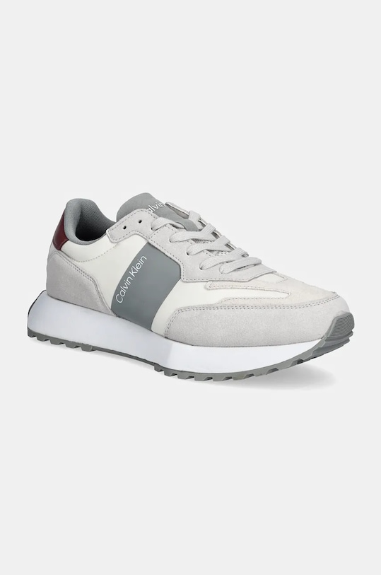 Tenisky Calvin Klein LOW TOP LACE UP MIX semišová kůže šedá HM0HM00497