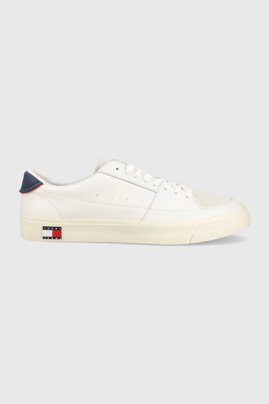 Tommy Jeans sneakers din piele TOMMY JEANS VULCANIZED ESS piele întoarsă alb EM0EM01106.YBL