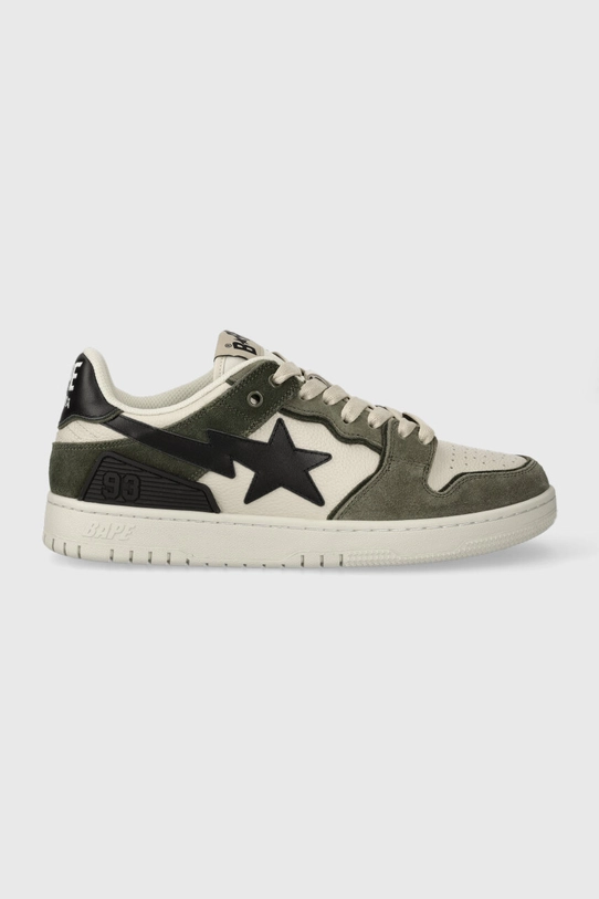 Kožené sneakers boty A Bathing Ape BAPE SK8 STA #4 001FWI701009I nízký zelená 001FWI701009I