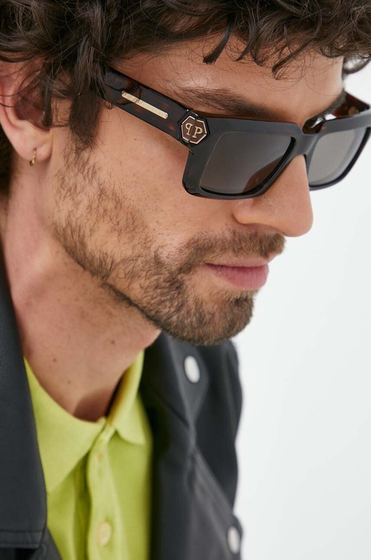 Philipp Plein okulary przeciwsłoneczne brązowy SPP044M.530722