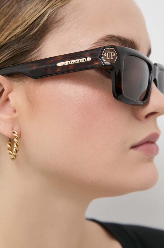 Philipp Plein okulary przeciwsłoneczne SPP044M.530722 brązowy