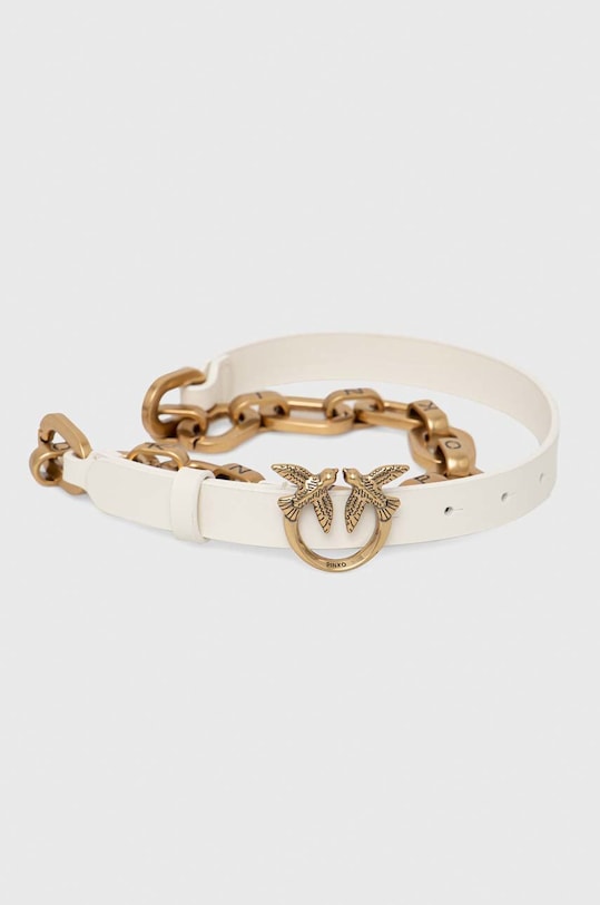 Pinko pasek skórzany 100139.A0F1 biały SS23