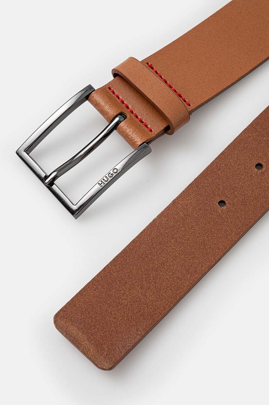 HUGO pasek skórzany 50496596 brązowy AW25