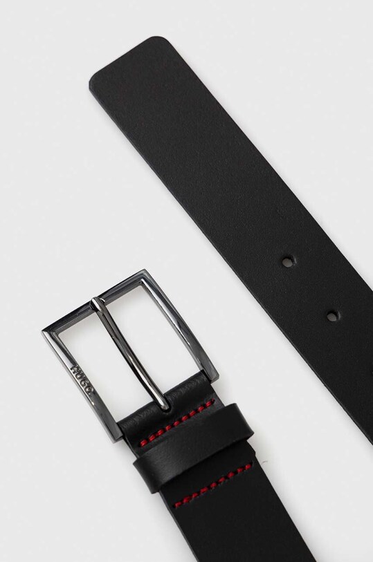 Шкіряний ремінь HUGO 50496596 чорний AW25