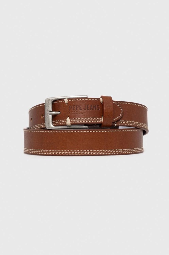 Pepe Jeans curea de piele Freddy textil maro PM021002.859