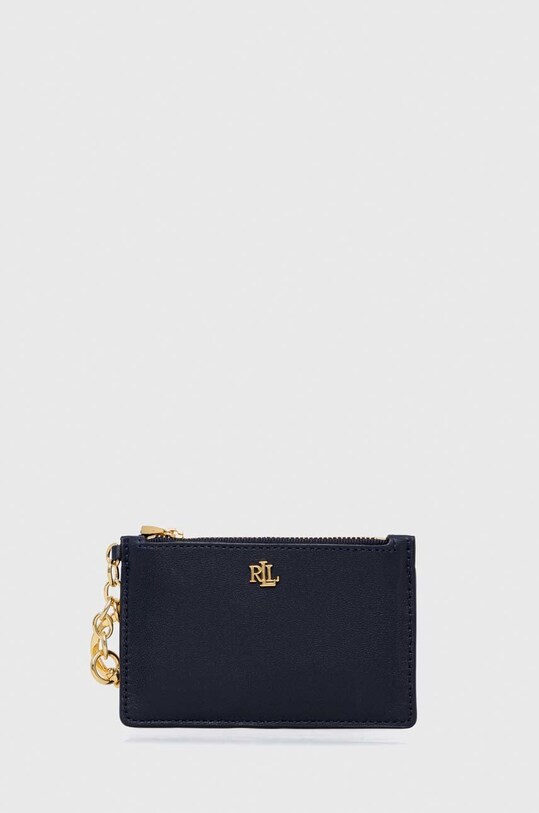 Δερμάτινο πορτοφόλι Lauren Ralph Lauren λείο δέρμα σκούρο μπλε 432891184
