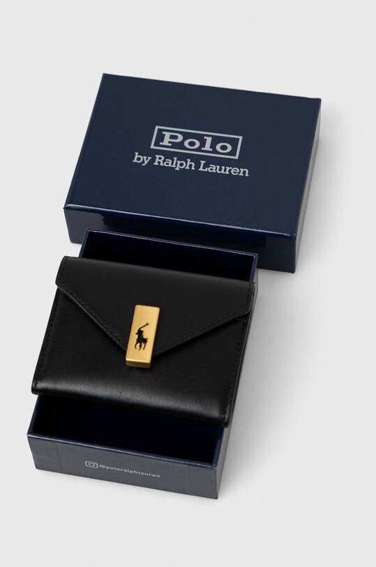 Шкіряний гаманець Polo Ralph Lauren чорний 427886734