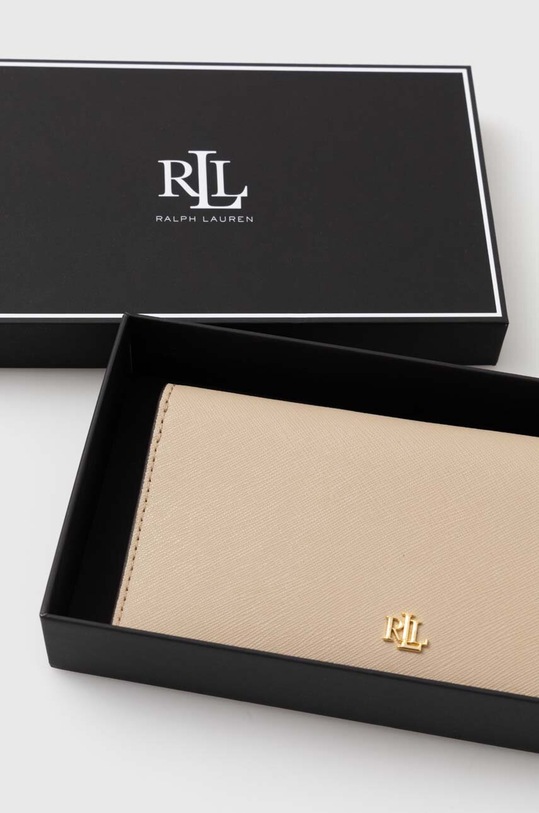 Lauren Ralph Lauren portfel damski skórzany beżowy 432802917