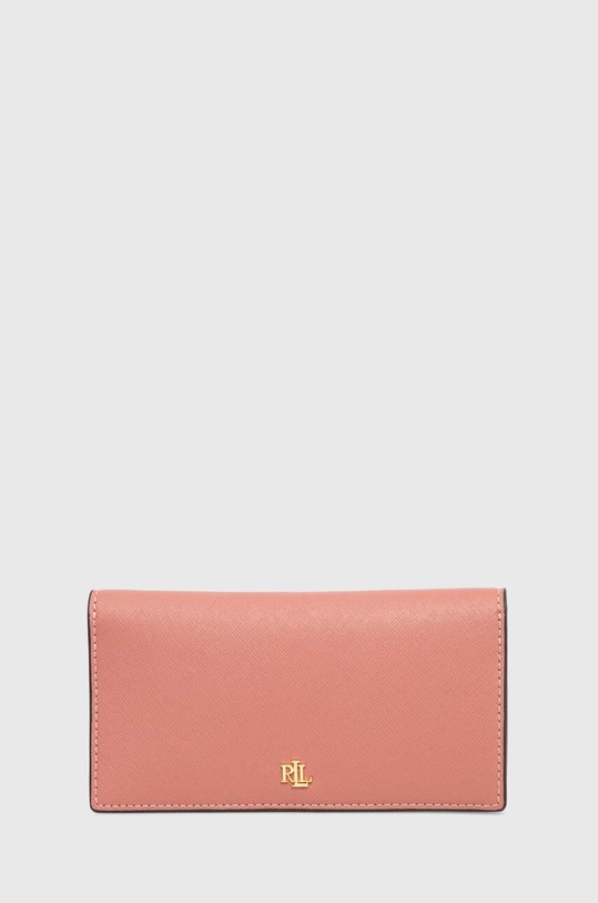 Lauren Ralph Lauren portfel skórzany skóra licowa różowy 432802917
