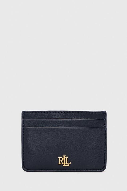 Usnjen etui za kartice Lauren Ralph Lauren Zrnato usnje mornarsko modra 432891187