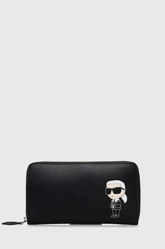 Шкіряний гаманець Karl Lagerfeld дрібний узор чорний 230W3213