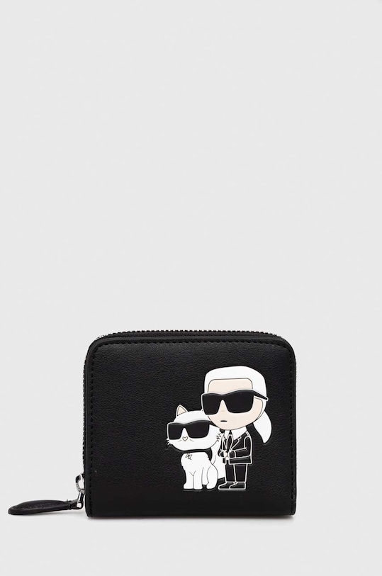 Кожен портфейл Karl Lagerfeld гладка кожа черен 230W3215