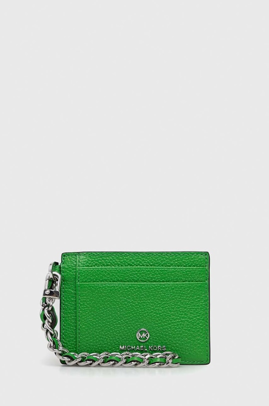 Kožené pouzdro na karty MICHAEL Michael Kors přírodní kůže zelená 34R3ST9D5L