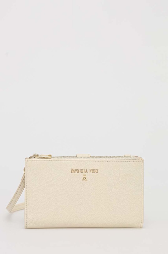 usnjena denarnica Patrizia Pepe Zrnato usnje bež CQ9774.L001