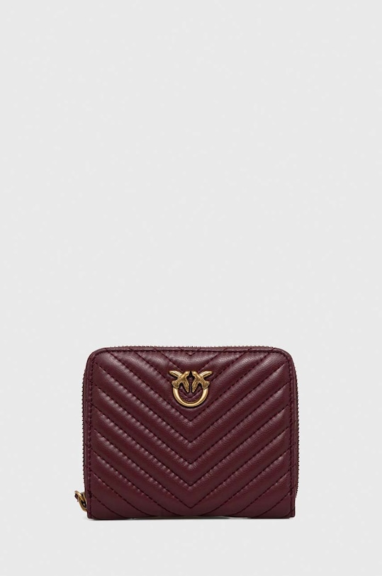 Pinko portfel skórzany skóra licowa bordowy 100249.A0GK