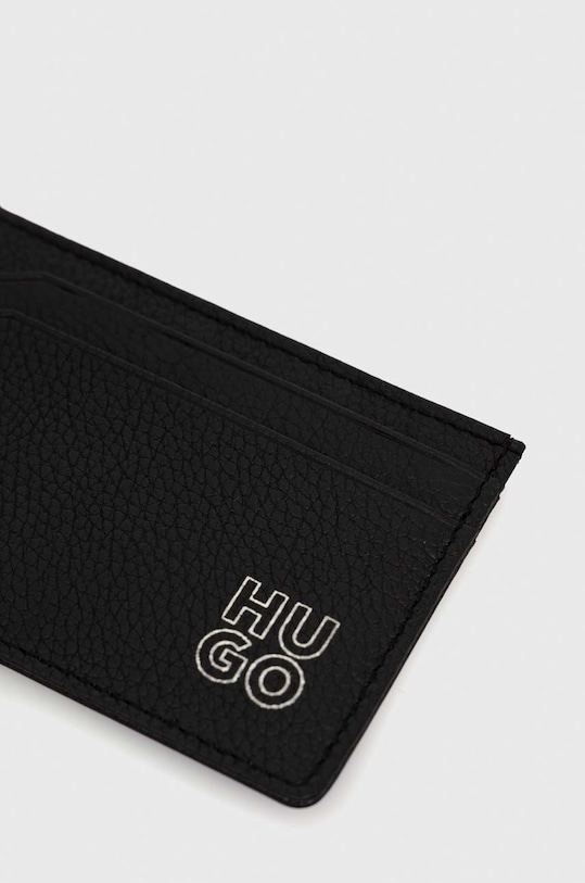 HUGO etui na kartę skórzane czarny 50487005