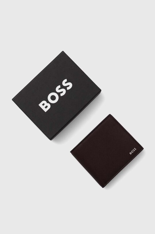 BOSS portfel skórzany fioletowy 50485599