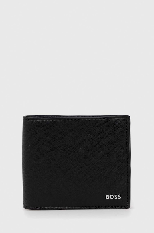 BOSS portfel skórzany skóra licowa czarny 50485599
