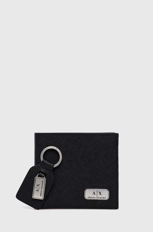Kožená peněženka a klíčenka Armani Exchange přírodní kůže černá 958487.CC843