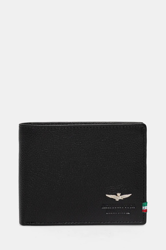 Aeronautica Militare portfel skórzany drobny wzór czarny AM104