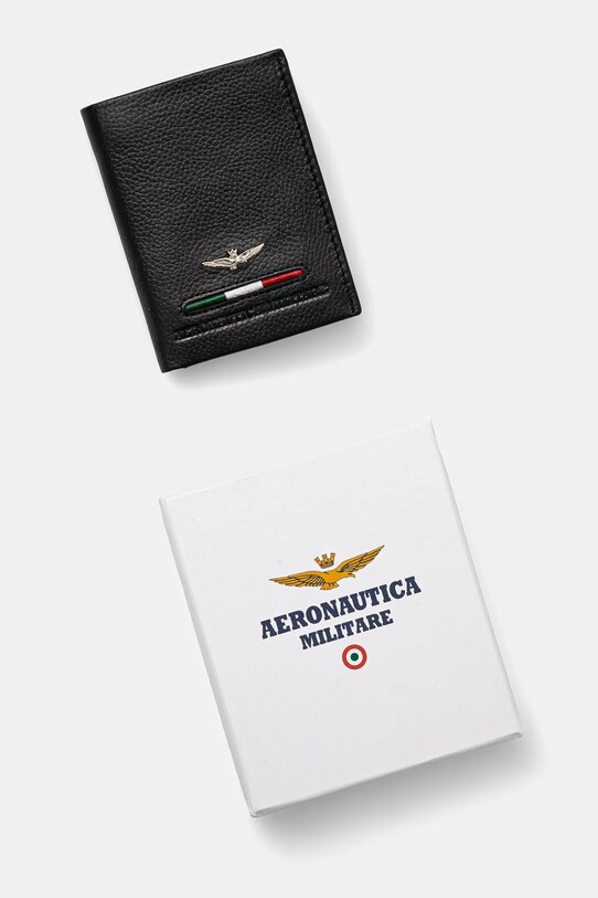 Kožená peňaženka Aeronautica Militare čierna AM154