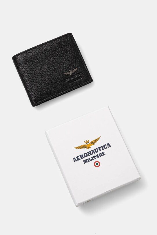 Kožená peňaženka Aeronautica Militare čierna AM180